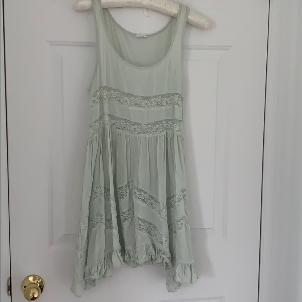 Seafoam lace/rayon baby doll dress.